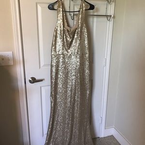 Gold Dress the Population Raven Sequin Gown